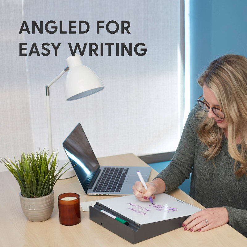 ECR4Kids MessageStor DryErase Glass Board Memo Station, Desk Organizer